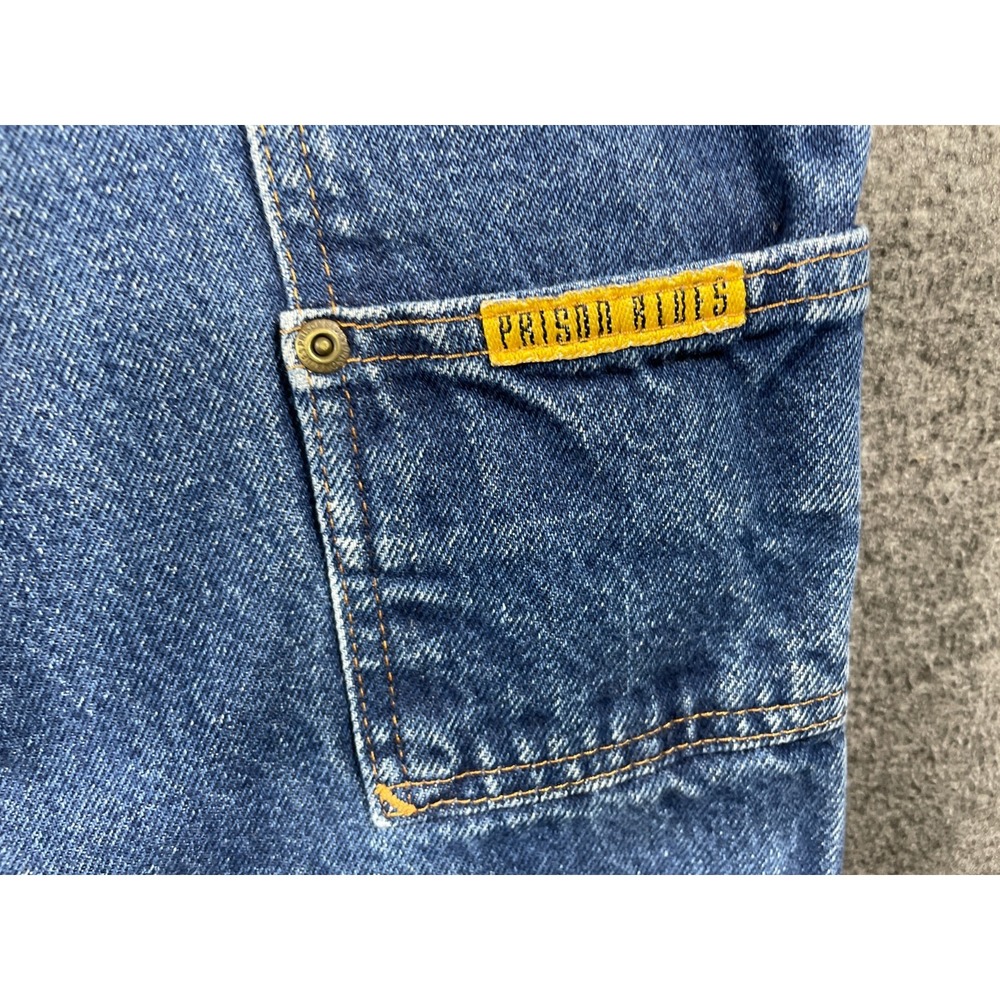 Vintage Prison Blues Double Knee Jeans 32x32 Made In USA Logger Distressed - Picture 15 of 16
